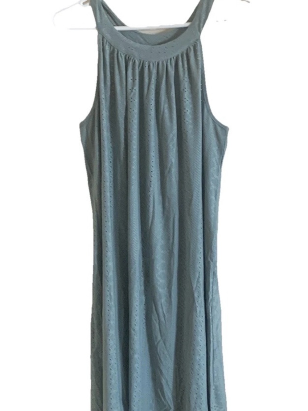 Sleeveless Eyelet Maxi Dress in Dusty Blue